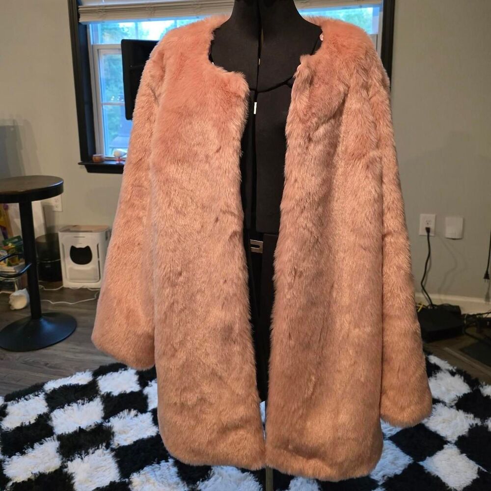 Atmosphere Pink Fur Longline Coat Y2K Glam
